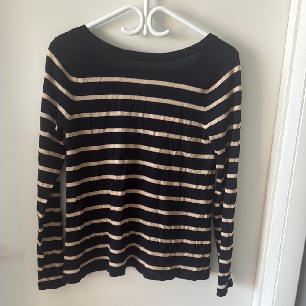 Club Monaco Black and Cream Striped Top